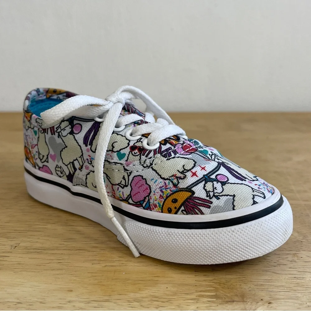 Vans Toddler Llama Taco Party Print Lace Up Athletic Sneakers Size 7.0